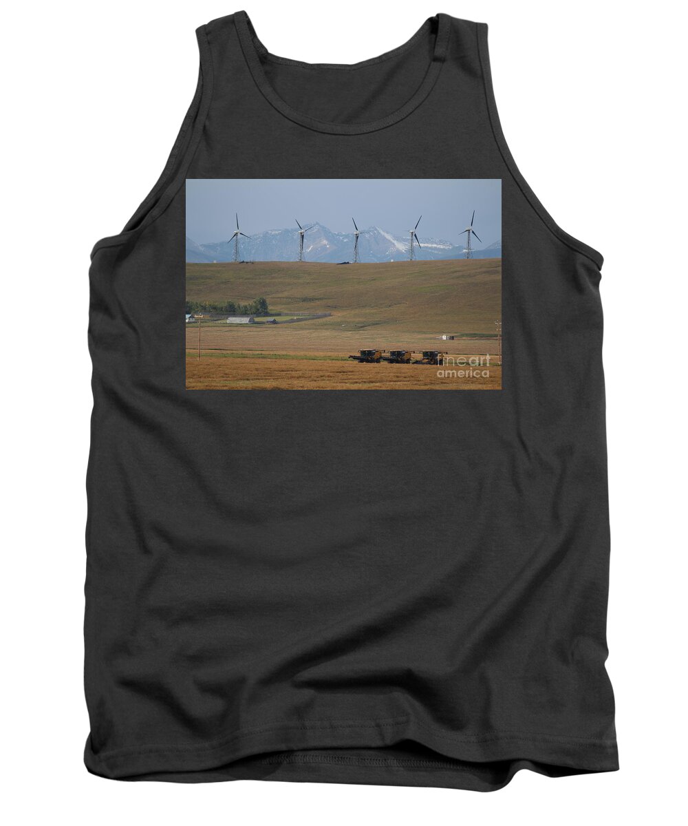 Harvest Tank Top featuring the photograph Harvesting Wind and Grain by Ann E Robson