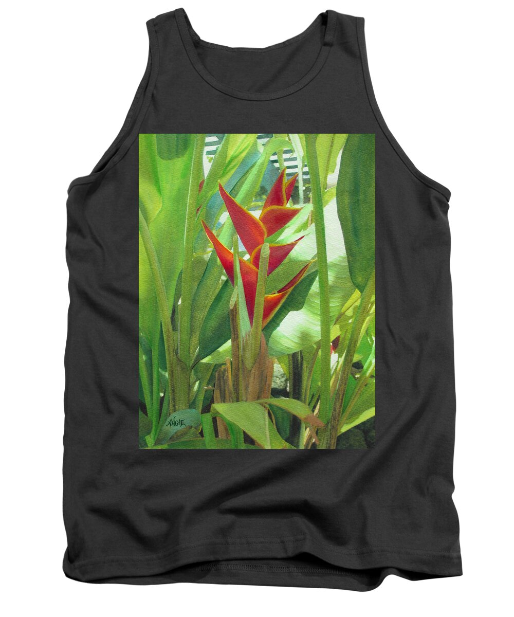 Heliconia Tank Top featuring the painting Heliconia by Angie Hamlin