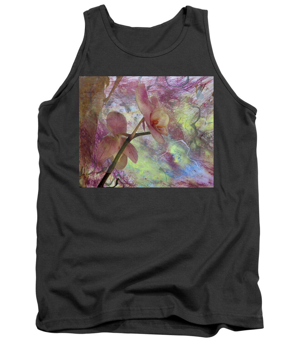 Mixed Media Tank Top featuring the mixed media Hidden Orchid by Donna Walsh