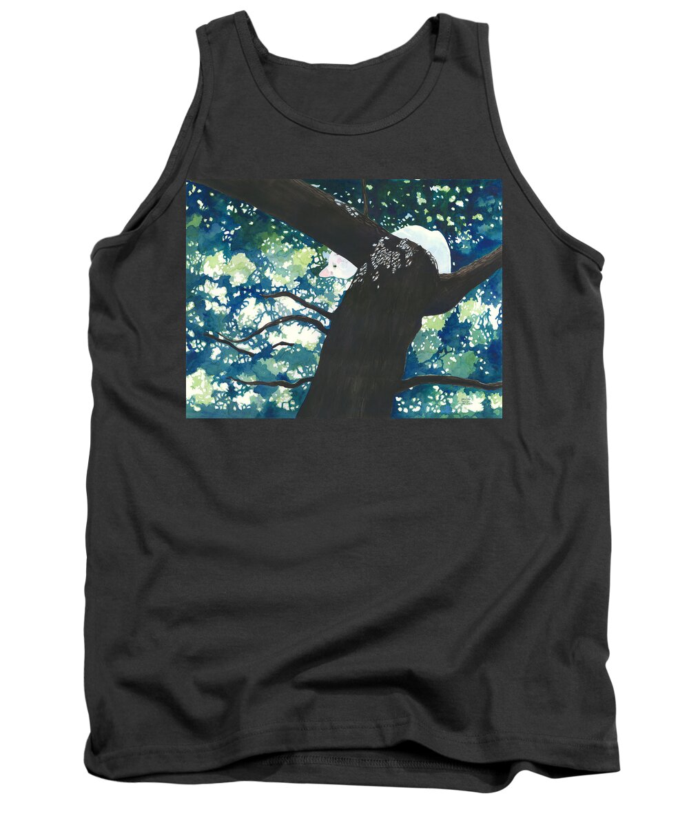 Cat Tank Top featuring the painting Hide and Seek by Pauline Walsh Jacobson