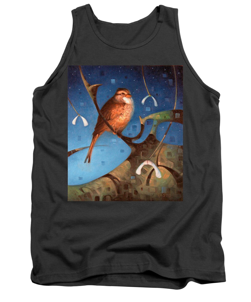 Sparrow Tank Top featuring the painting His eye's on the Sparrow by T S Carson