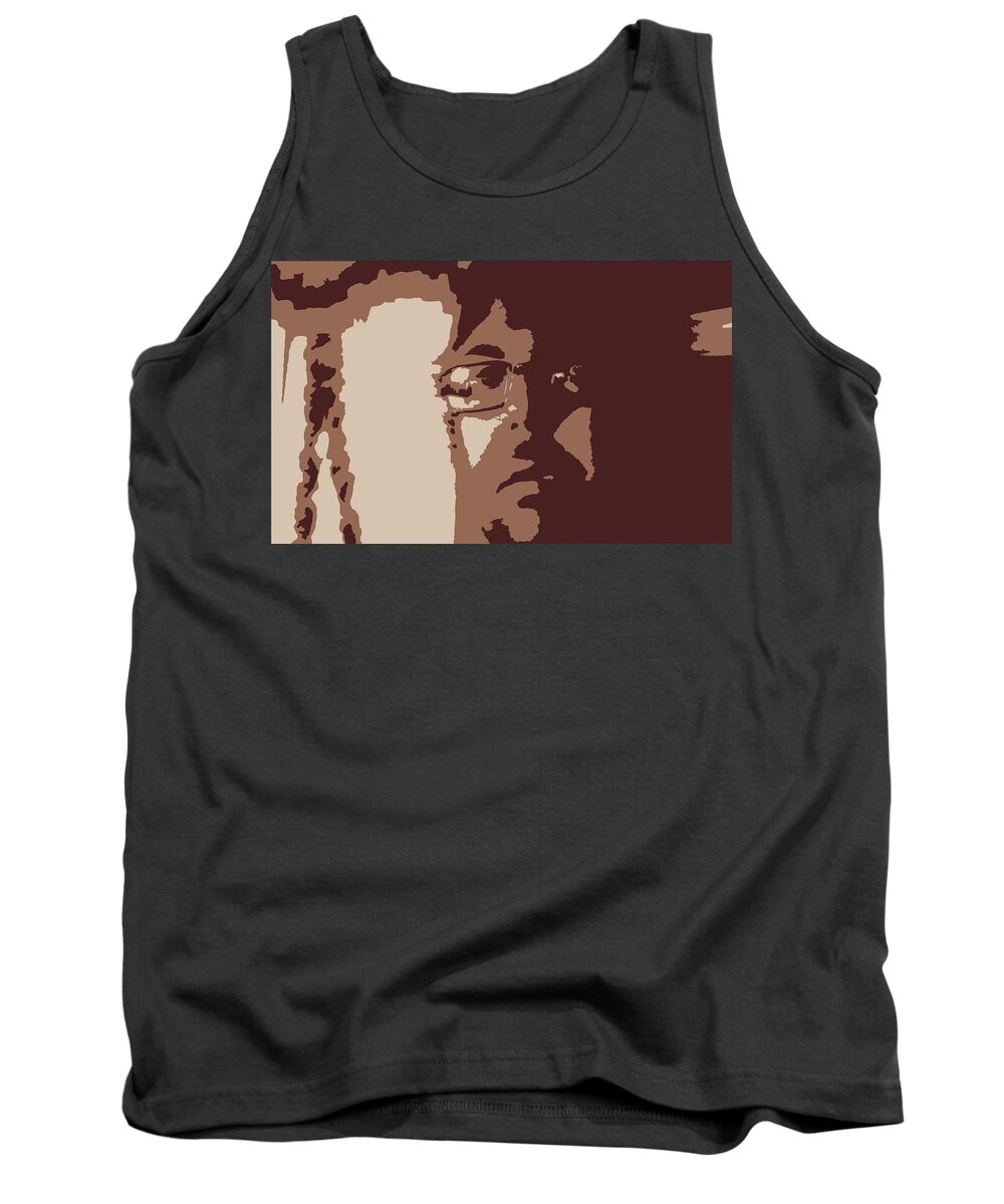 Brown Tank Top featuring the painting Hmmmmm Landscpape by Shea Holliman