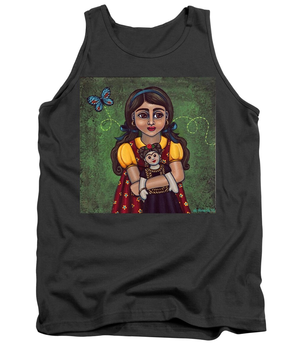 Frida Tank Top featuring the painting Holding Frida by Victoria De Almeida