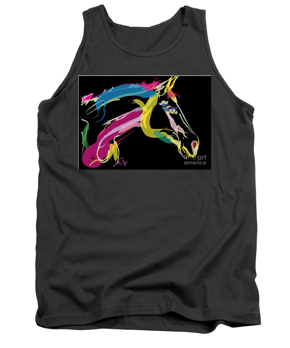 Horse Portrait Tank Top featuring the painting Horse- Lovely colours by Go Van Kampen