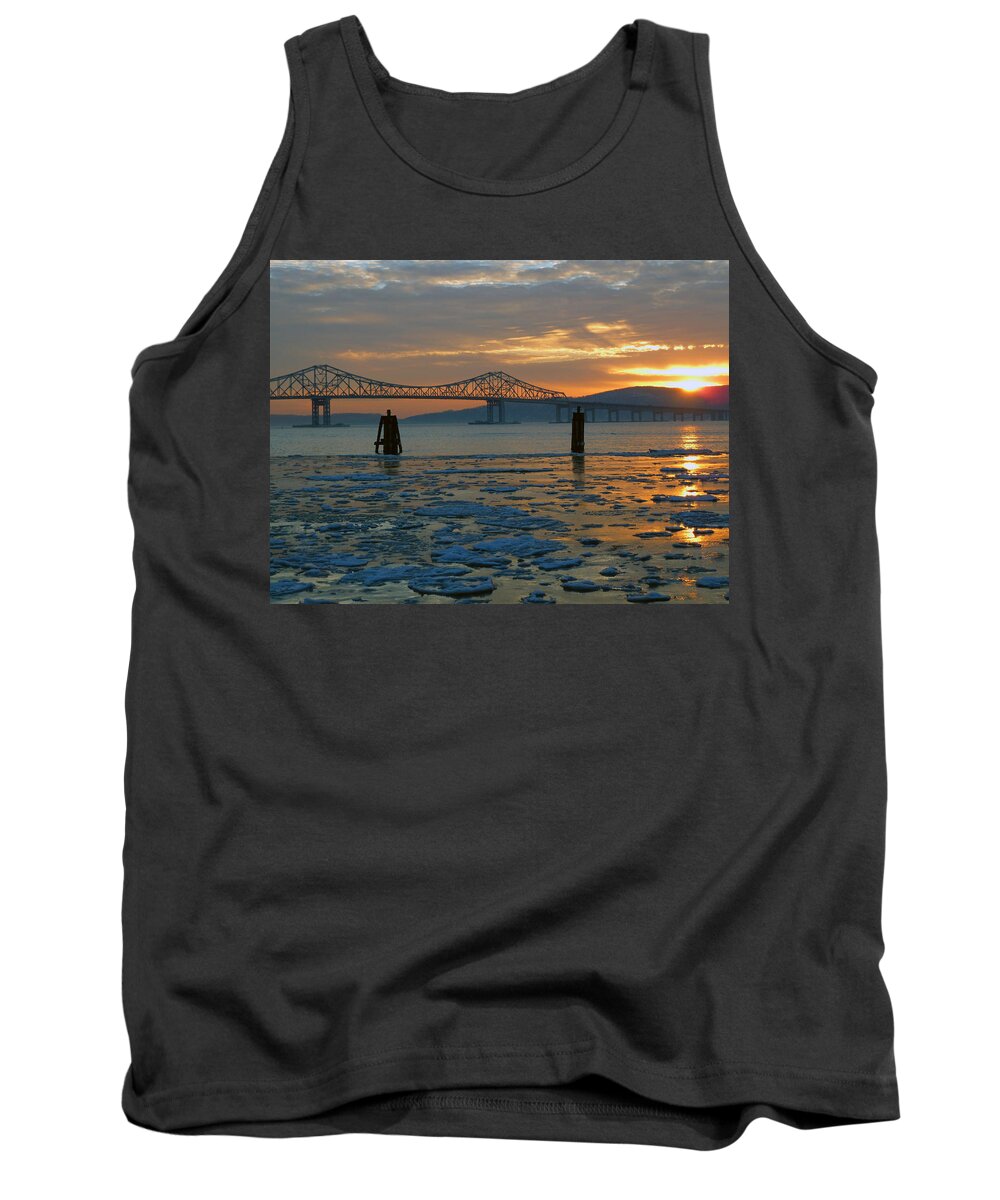 'hudson River Tank Top featuring the photograph Hudson River Icey Sunset by Jeffrey Friedkin