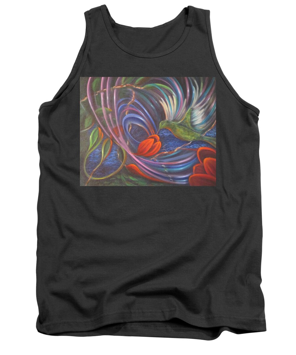 Curvismo Tank Top featuring the painting Humming Vibrations by Sherry Strong
