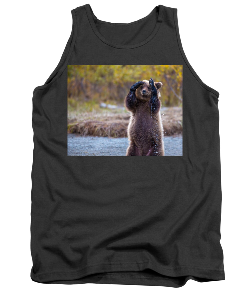 Bear Tank Top featuring the photograph I Can't Bear To Look by Kevin Dietrich