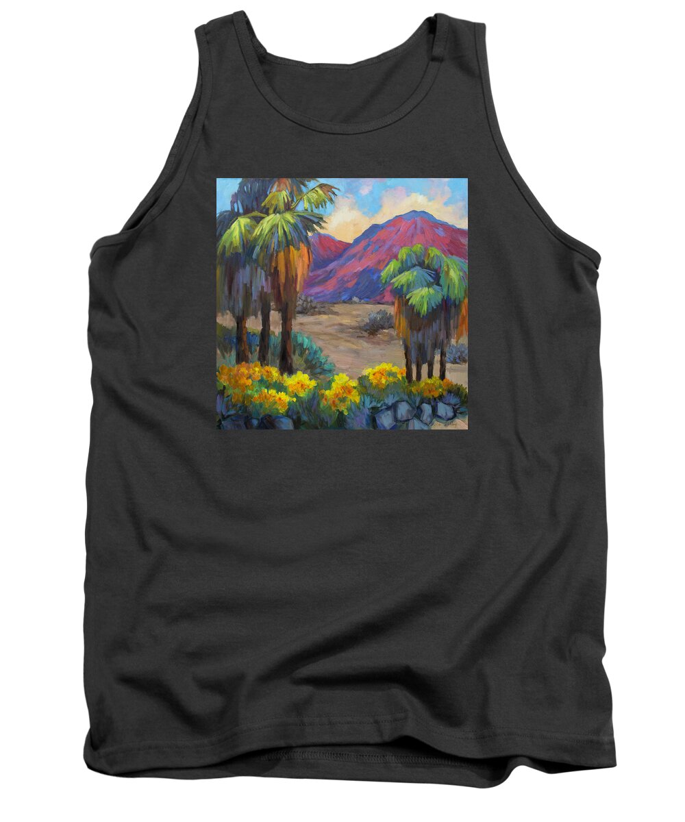 Palm Springs Tank Top featuring the painting Indian Canyon in Spring by Diane McClary