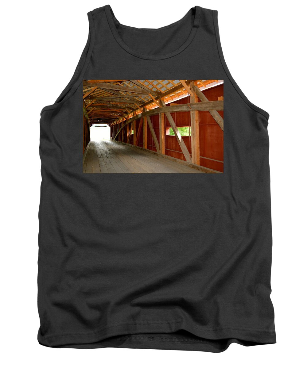 Amish Tank Top featuring the photograph Inside a Covered Bridge by Tana Reiff