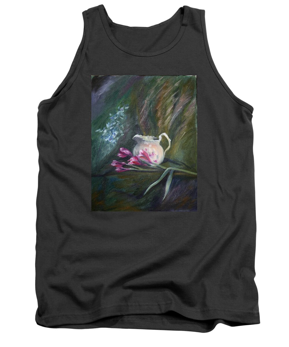 Floral Tank Top featuring the painting Inside or Outside by Mary Beglau Wykes