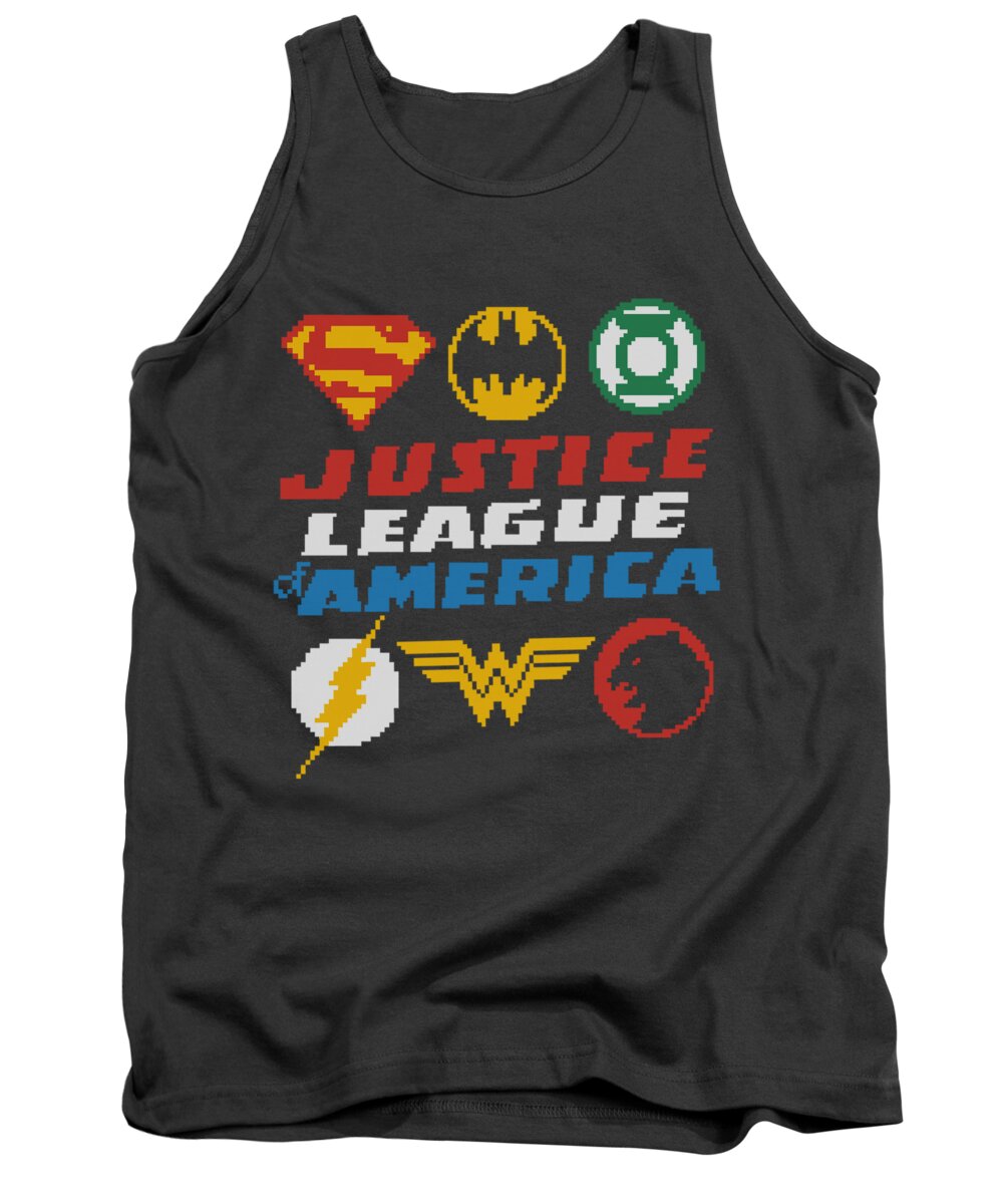Justice League Of America Tank Top featuring the digital art Jla - Pixel Logos by Brand A
