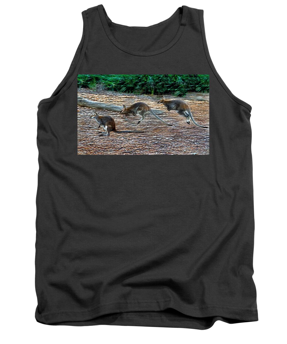 #wallaby Tank Top featuring the photograph Jump Wallaby by Miroslava Jurcik