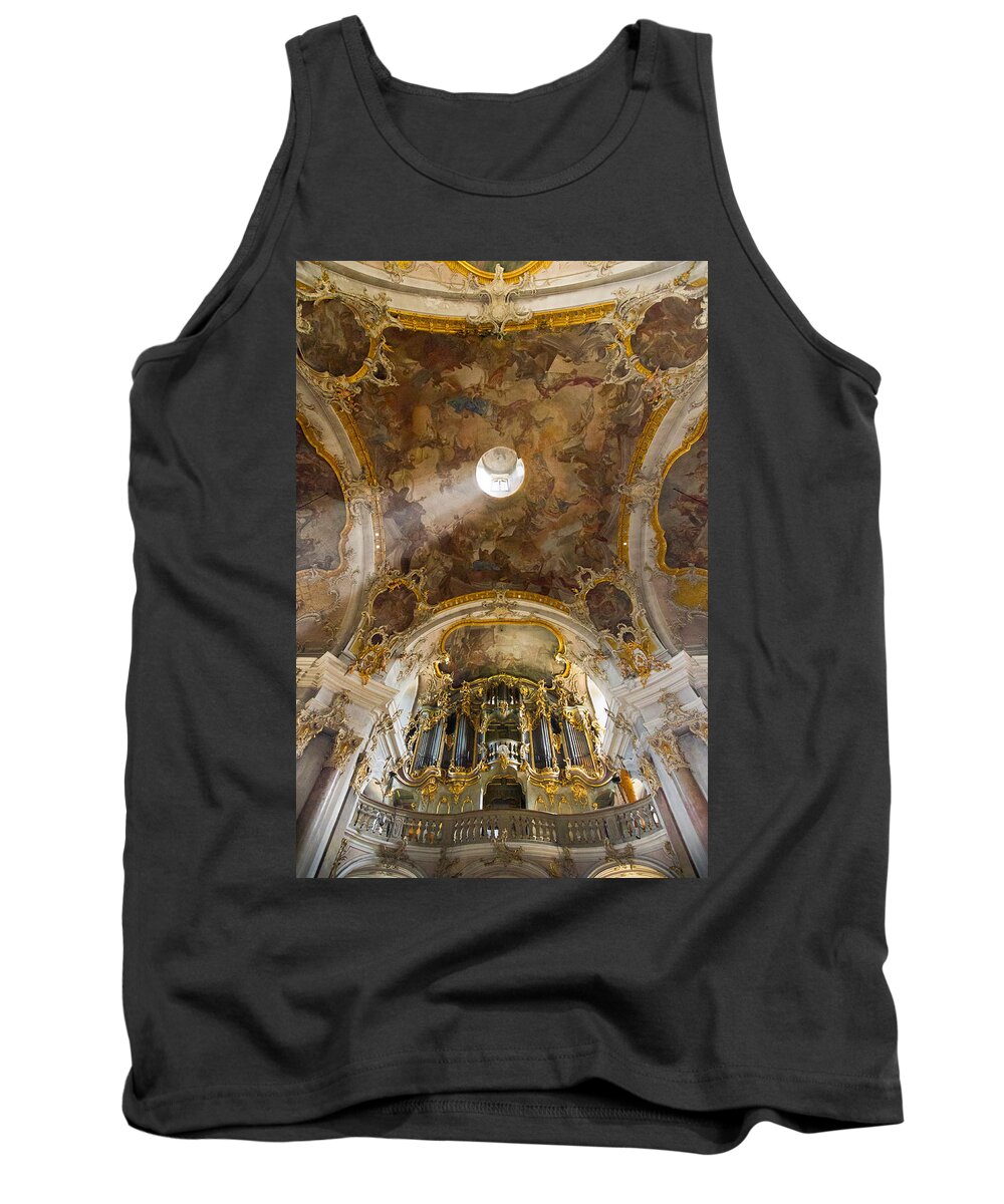 Germany Tank Top featuring the photograph Kappele Wurzburg organ and ceiling by Jenny Setchell