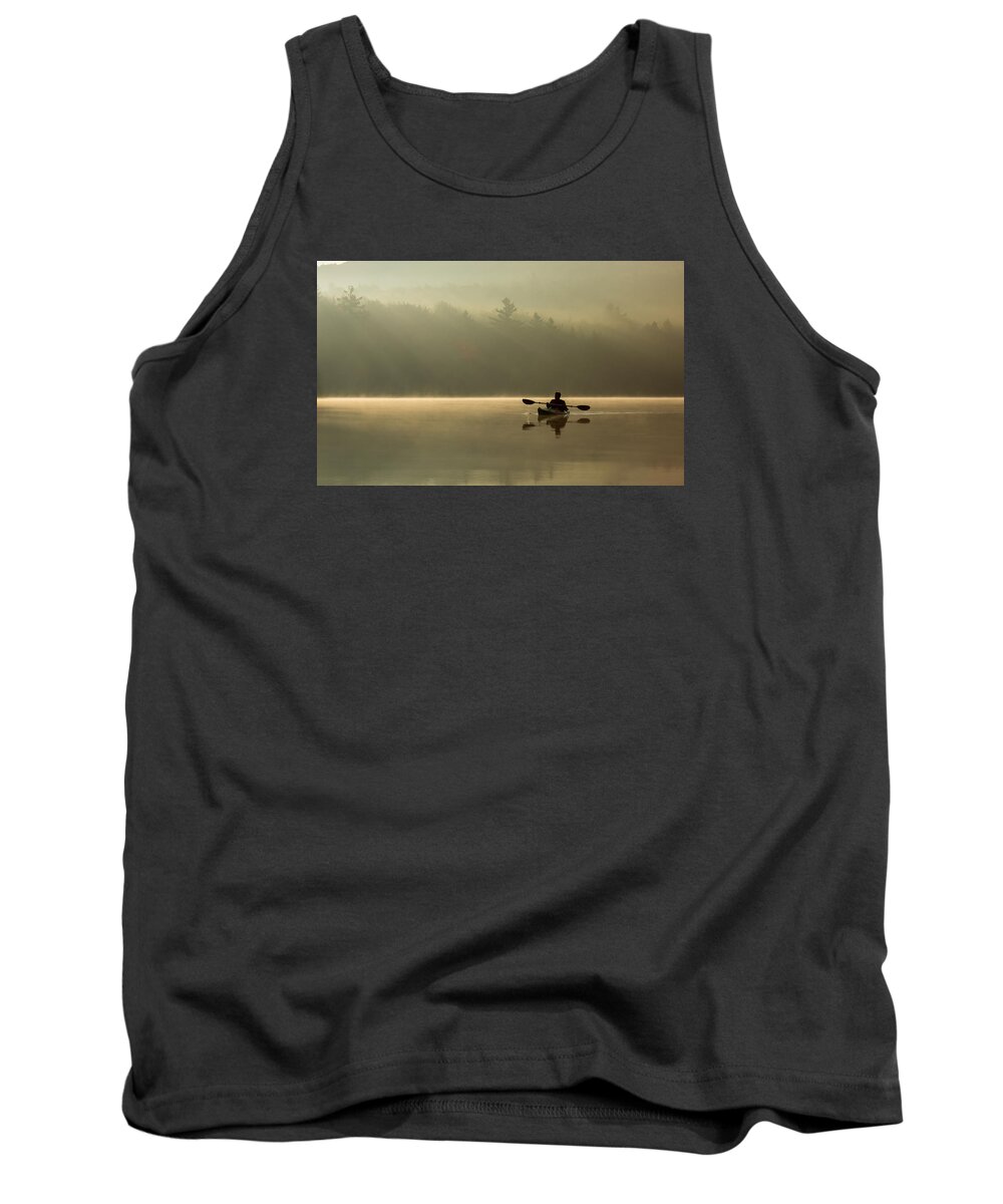 Sun Tank Top featuring the photograph Kayaking at sunup by Vance Bell