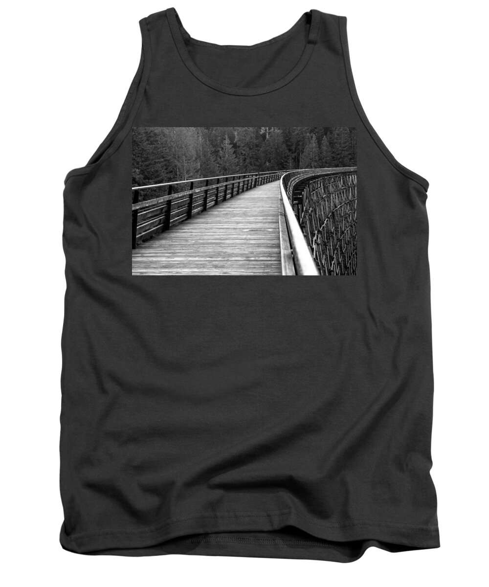 Black And White Tank Top featuring the photograph Kinsol Trestle Boardwalk by John Daly