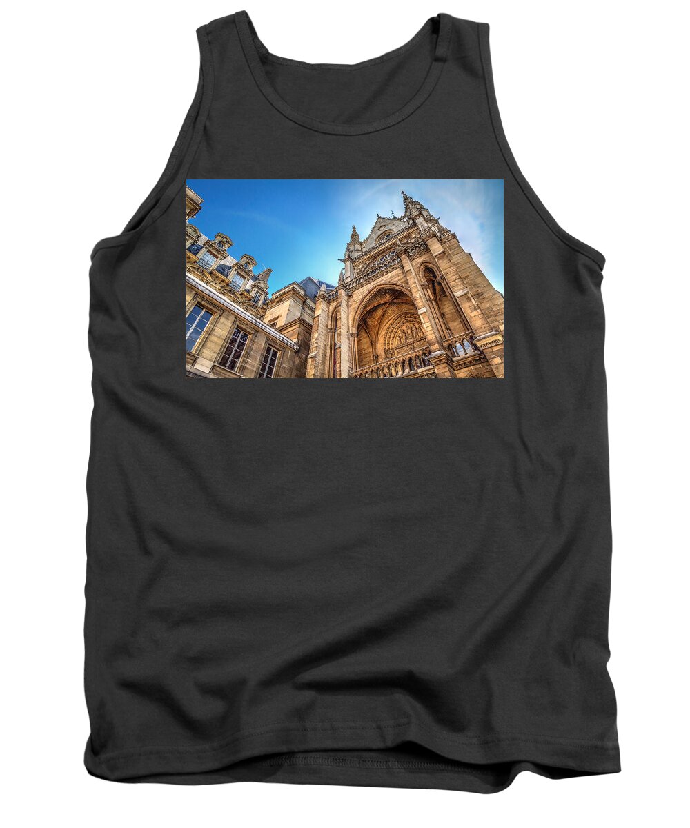 Tim Stanley Tank Top featuring the photograph La Sainte-Chapelle A Contrast in Design by Tim Stanley