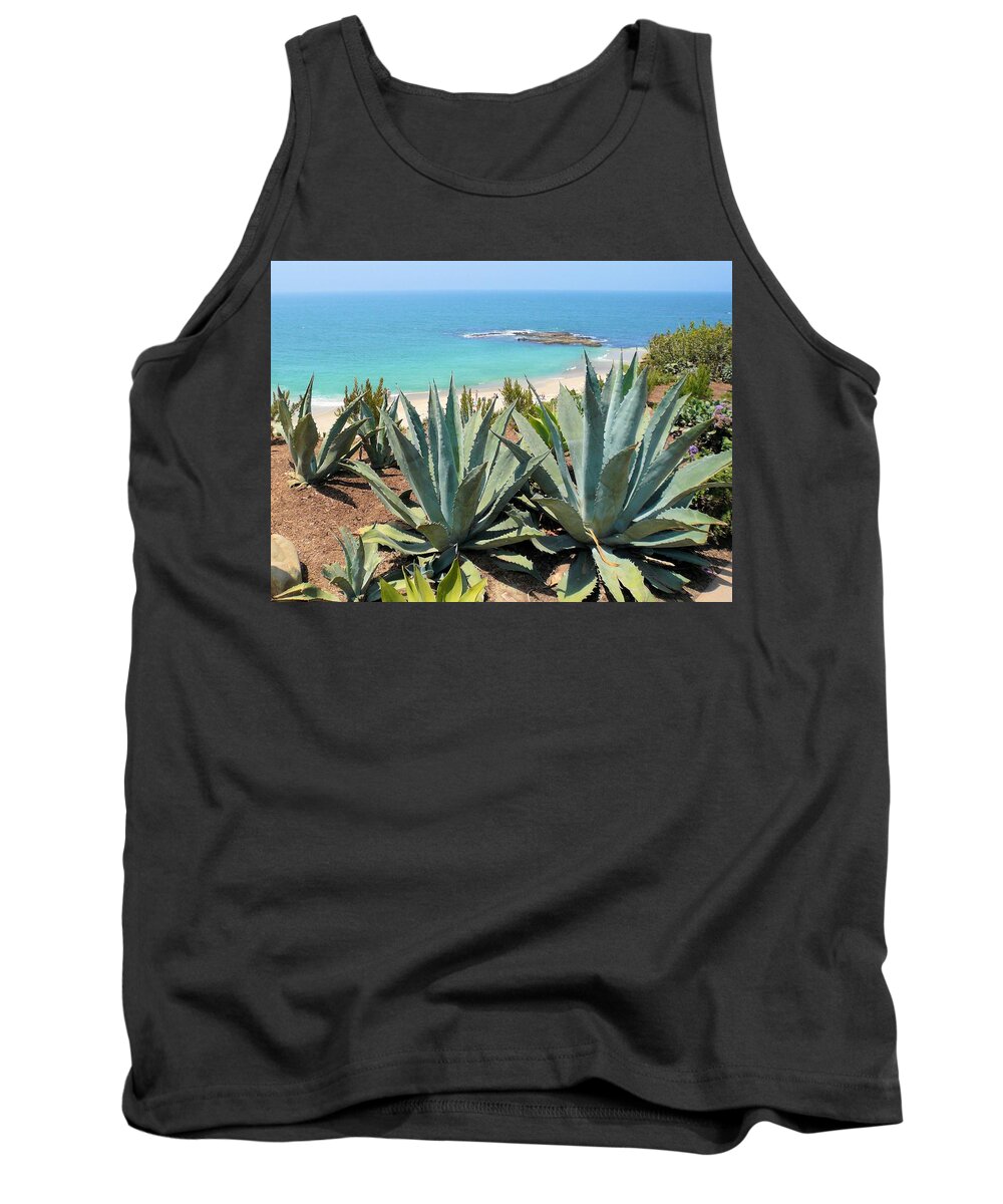 Coastline Tank Top featuring the photograph Laguna Coast with Cactus by Jane Girardot