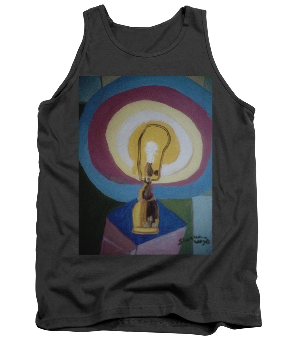 Lamp Tank Top featuring the painting Lamp without a Shade by Shea Holliman