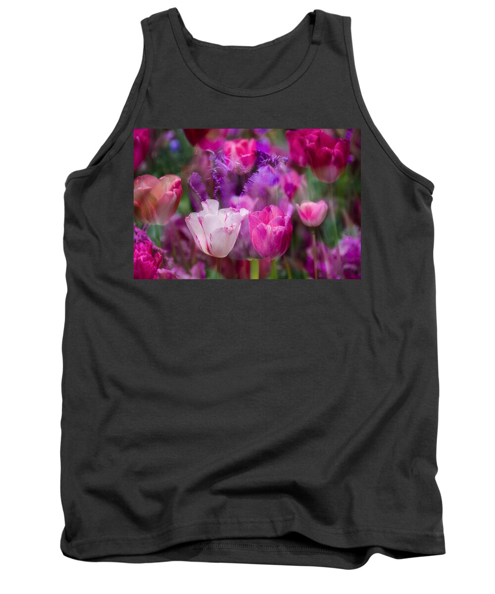Penny Lisowski Tank Top featuring the photograph Layers of Tulips by Penny Lisowski