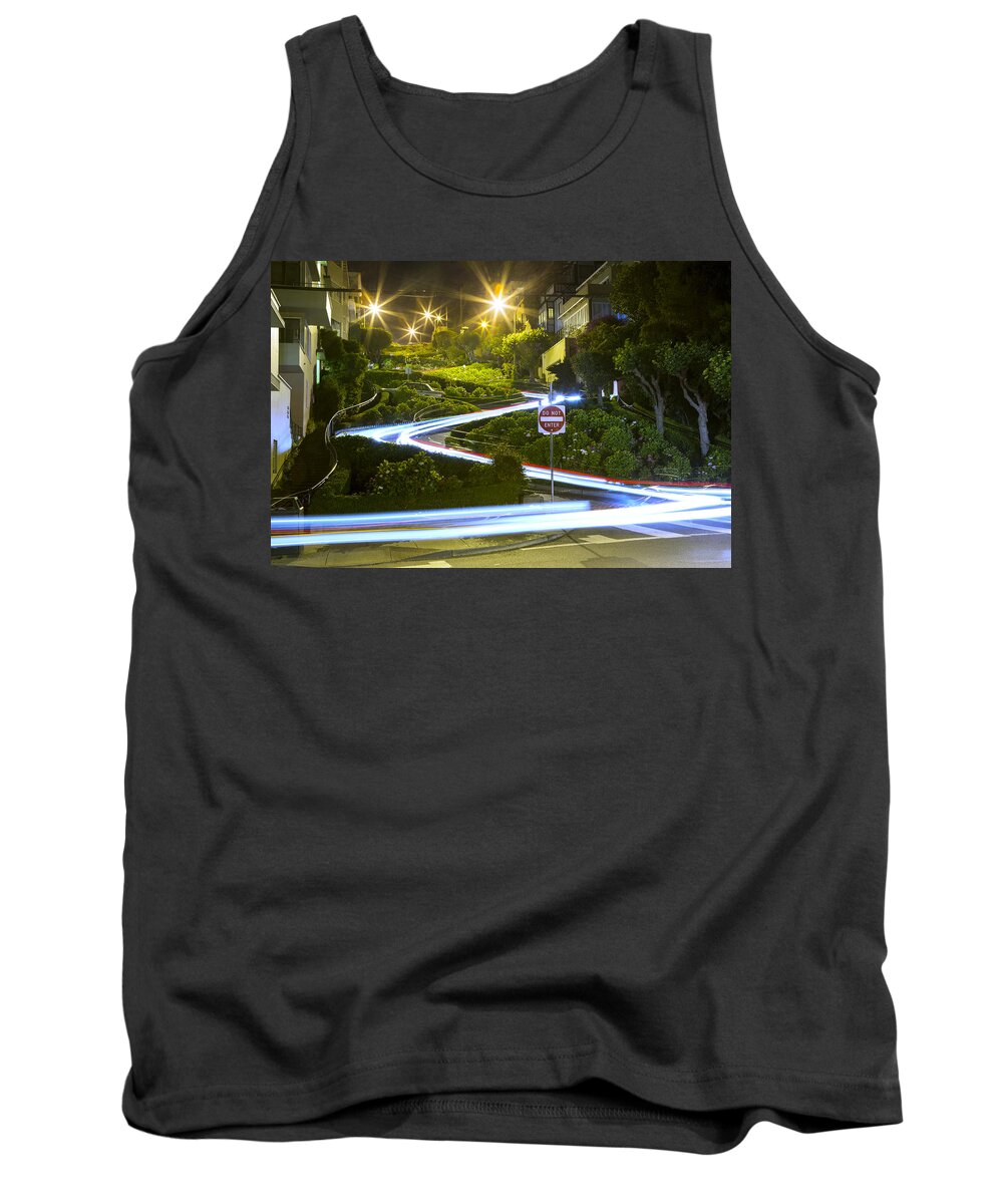 Lights Tank Top featuring the photograph Lights on Lombard by Bryant Coffey
