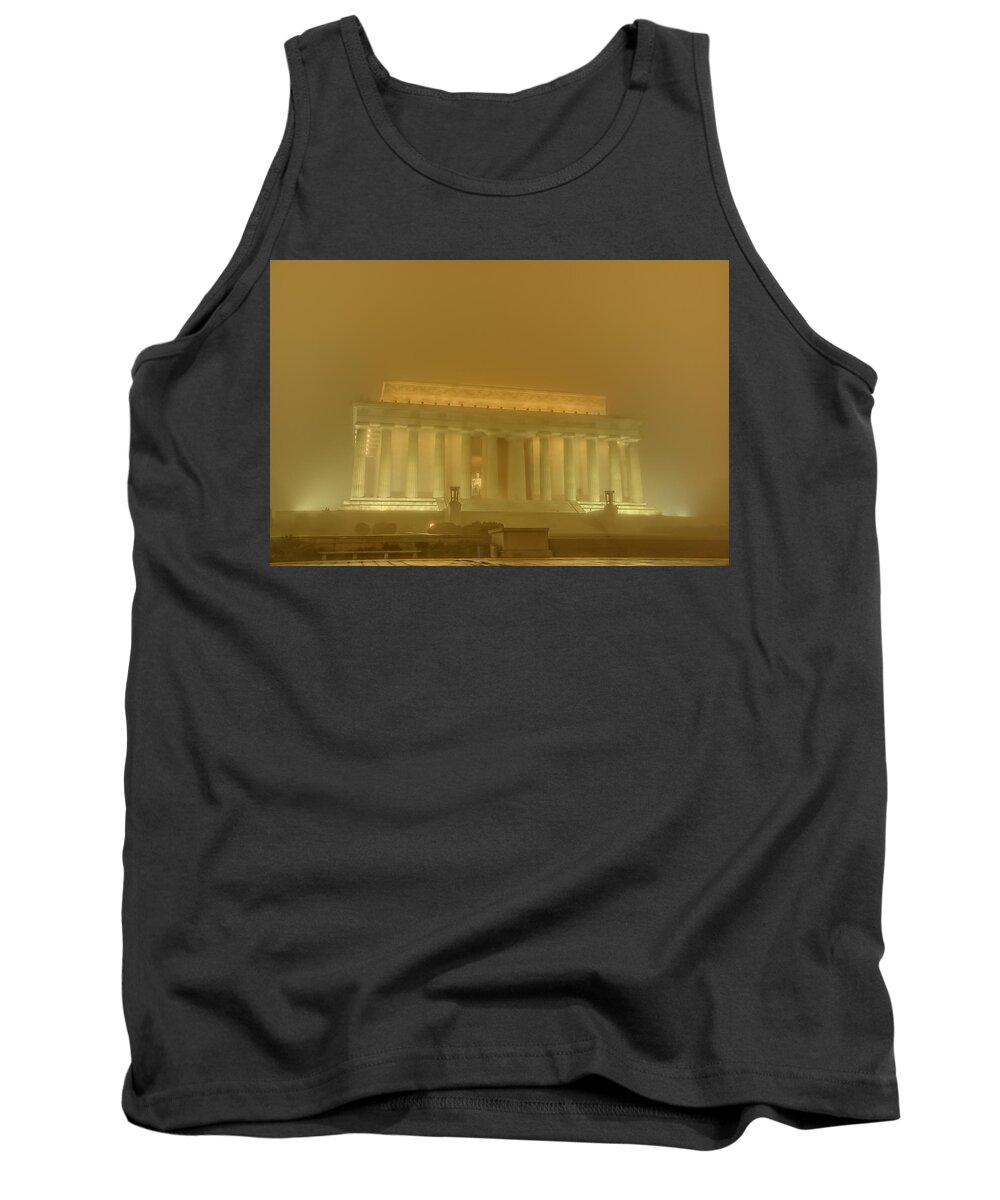 Metro Tank Top featuring the photograph Lincoln Memorial In The Fog by Metro DC Photography