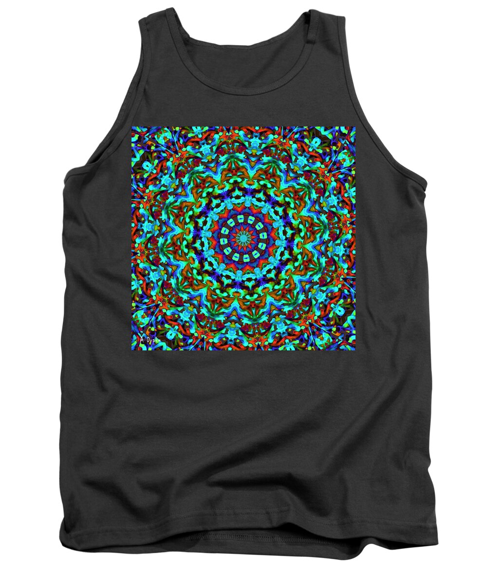Abstract Tank Top featuring the digital art Liquid Dream Kaleidoscope by Alec Drake
