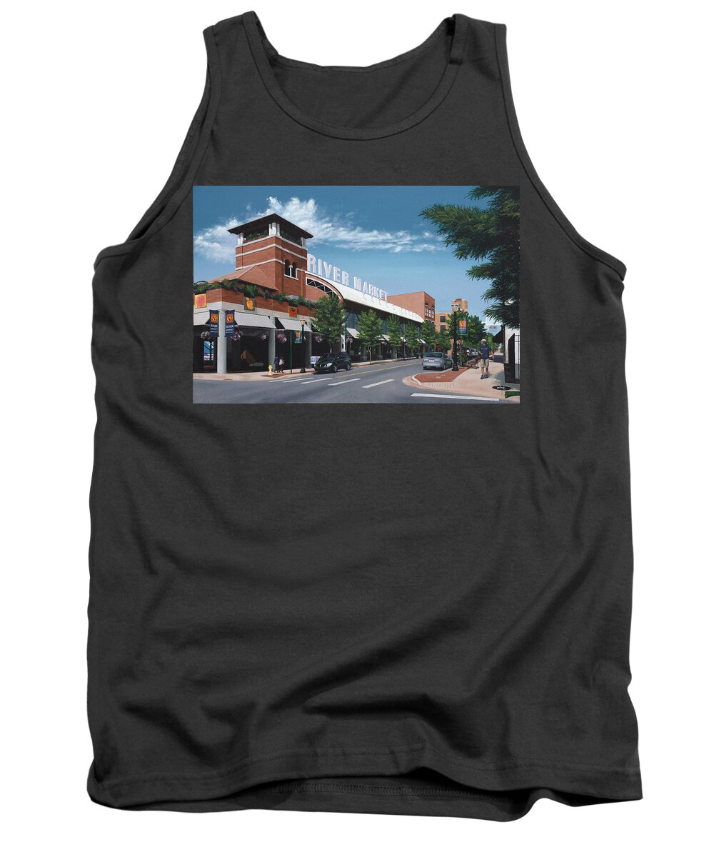 Little Rock Tank Top featuring the painting Little Rock River Market by Glenn Pollard