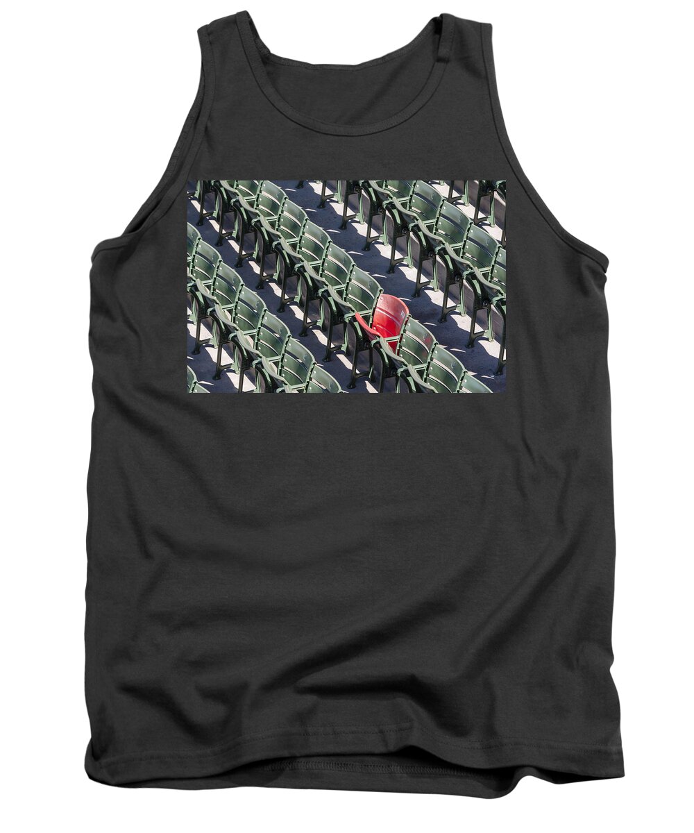 #21 Tank Top featuring the photograph Lone Red Number 21 Fenway Park by Susan Candelario