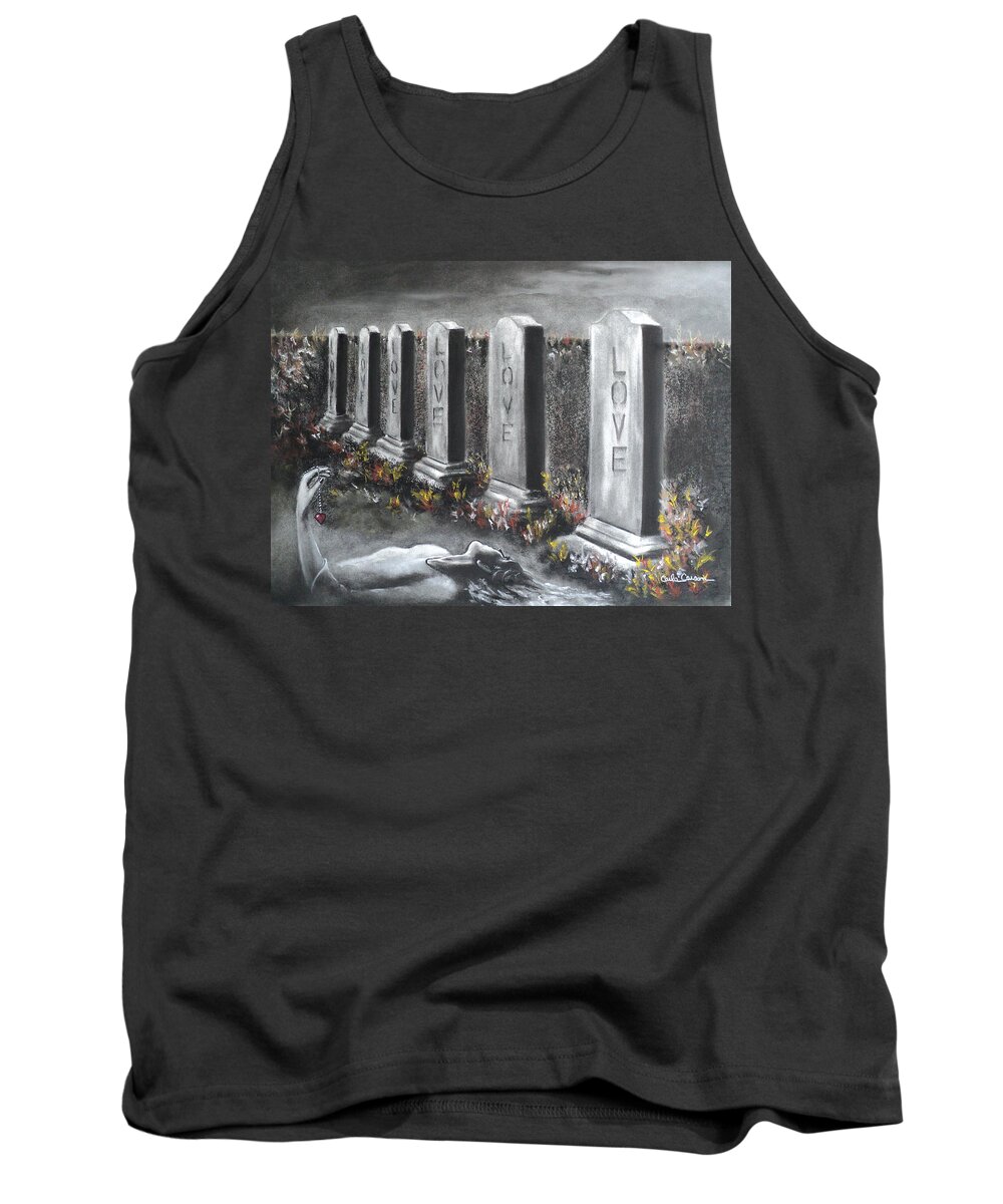 Love Tank Top featuring the drawing Loves Silent Echoes by Carla Carson
