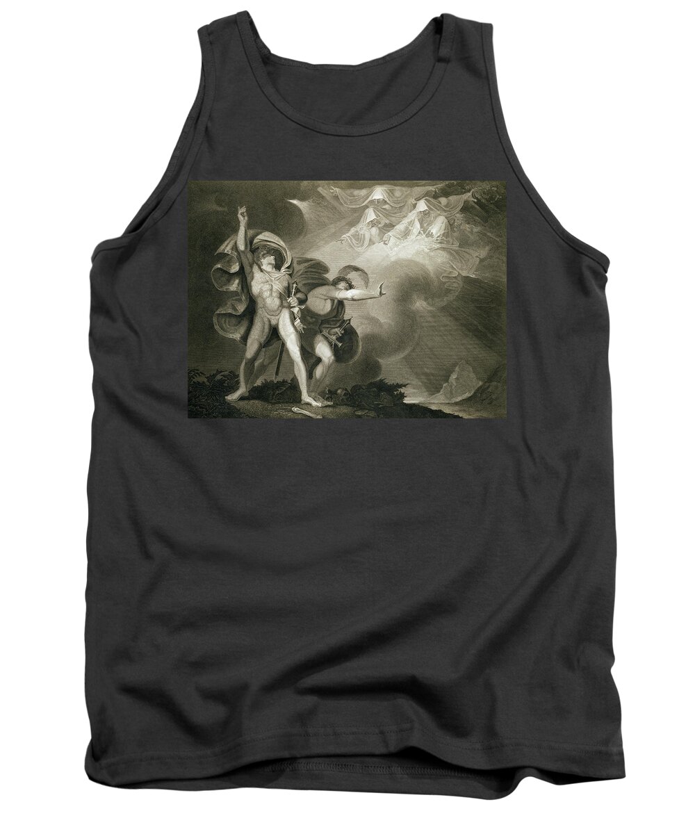 Macbeth Tank Top featuring the drawing Macbeth Banquo And The Three Witches by John and Josiah Boydell