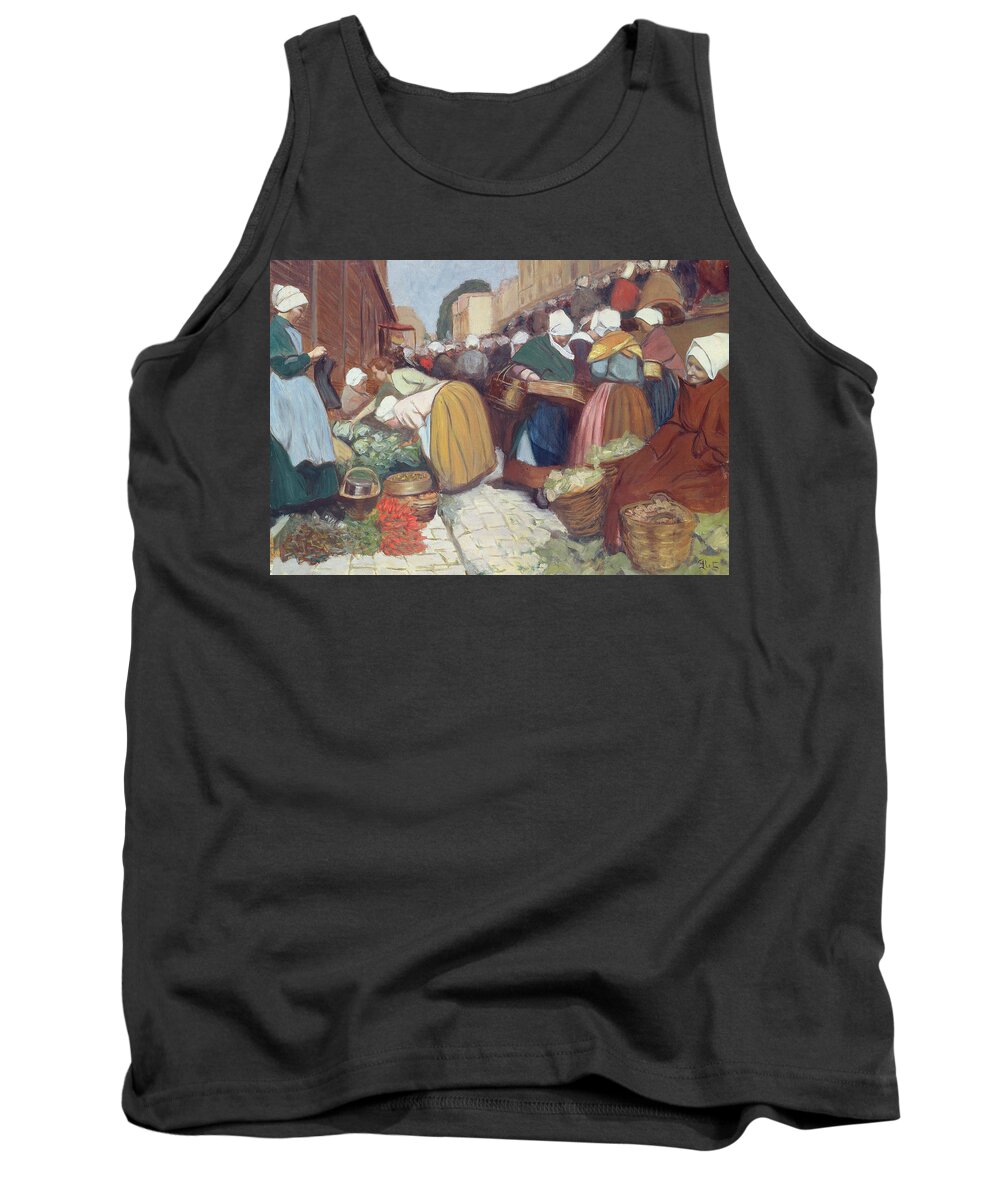 French Tank Top featuring the painting Market in Brest by Fernand Piet