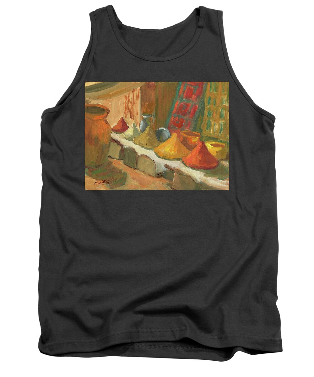 Marakesh Tank Top featuring the painting Marrakesh Market by Diane McClary