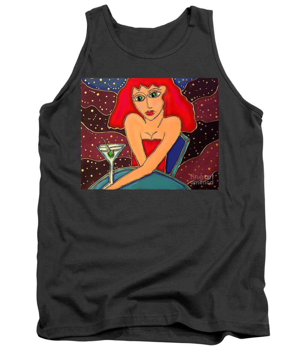 Cocktail Tank Top featuring the painting Martini Dreams by Cynthia Snyder