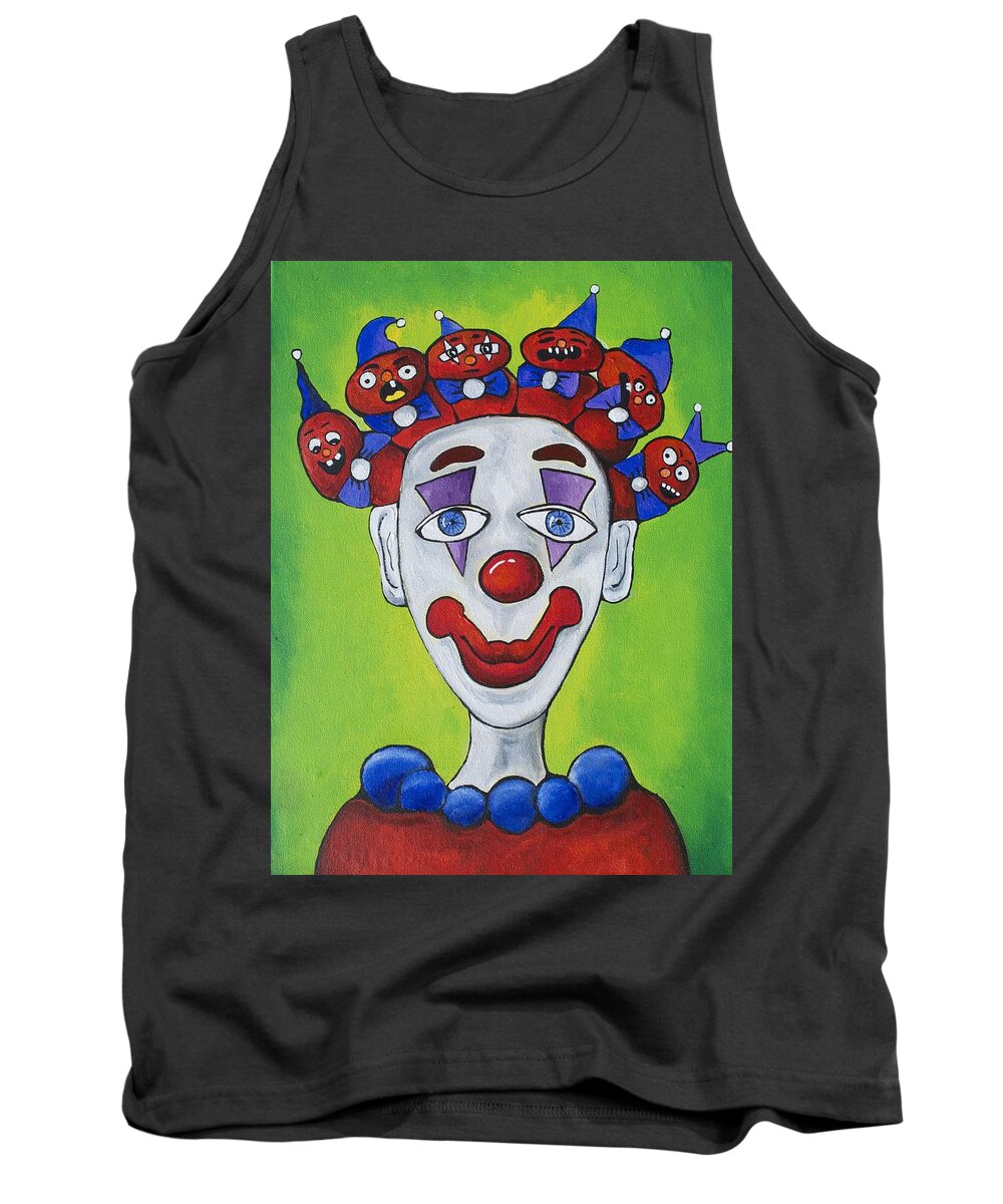 Circus Tank Top featuring the painting Miss.Curly Clown by Patricia Arroyo