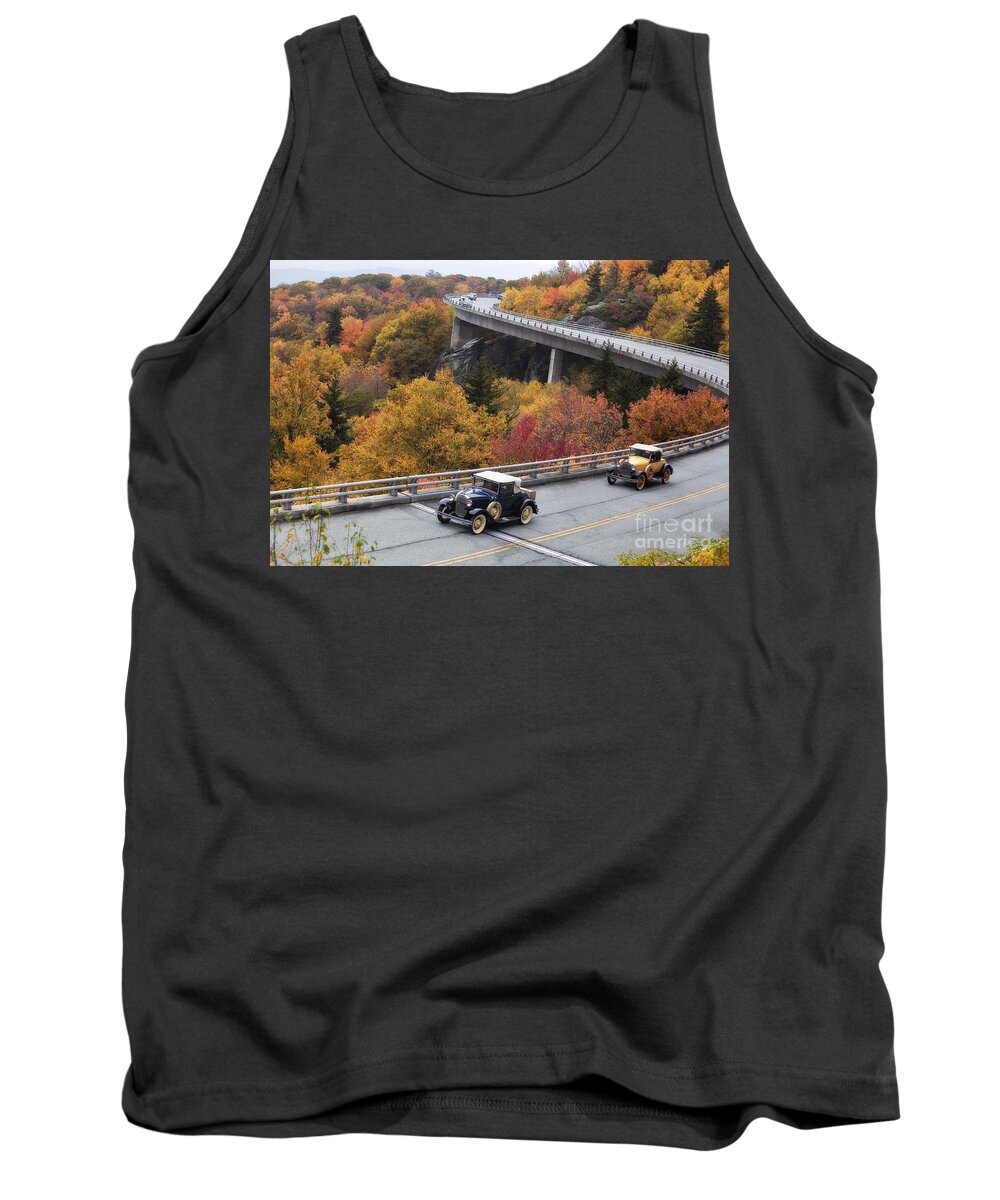 Linn Cove Viaduct Tank Top featuring the photograph Model A Cars on the Parkway by Jill Lang