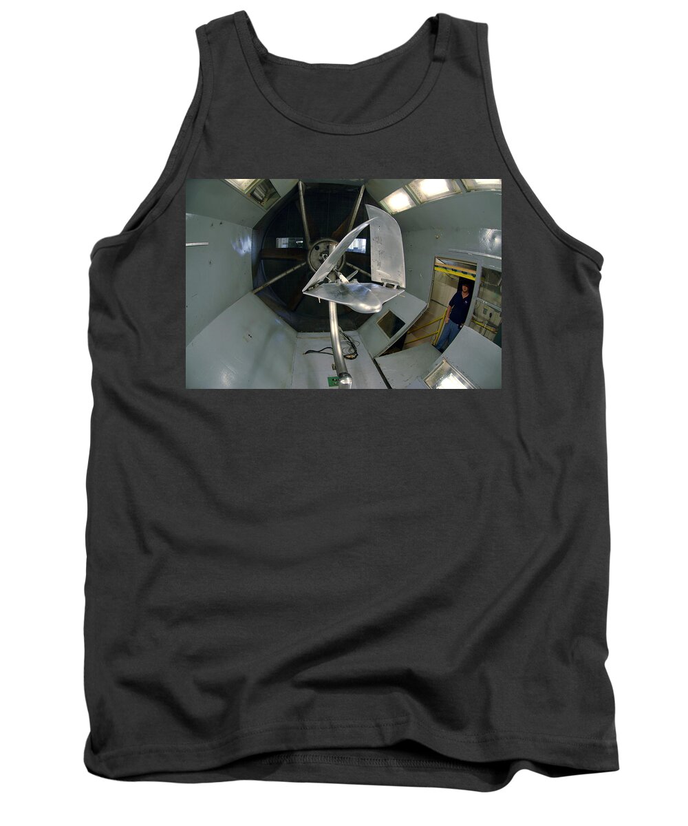 Technology Tank Top featuring the photograph Model Airplane In Wind Tunnel by Science Source