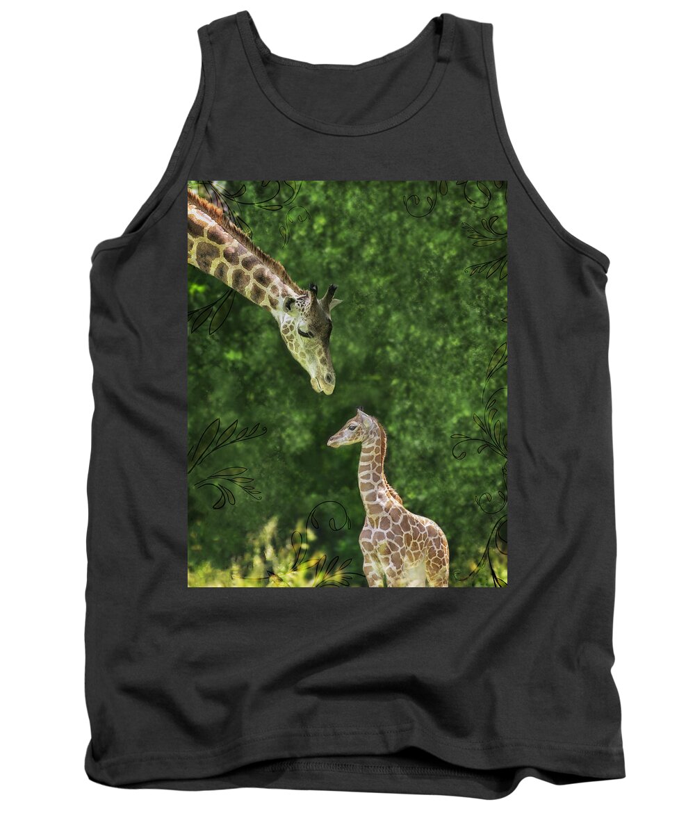 Giraffe Tank Top featuring the photograph Momma Loves Me by Marianne Campolongo