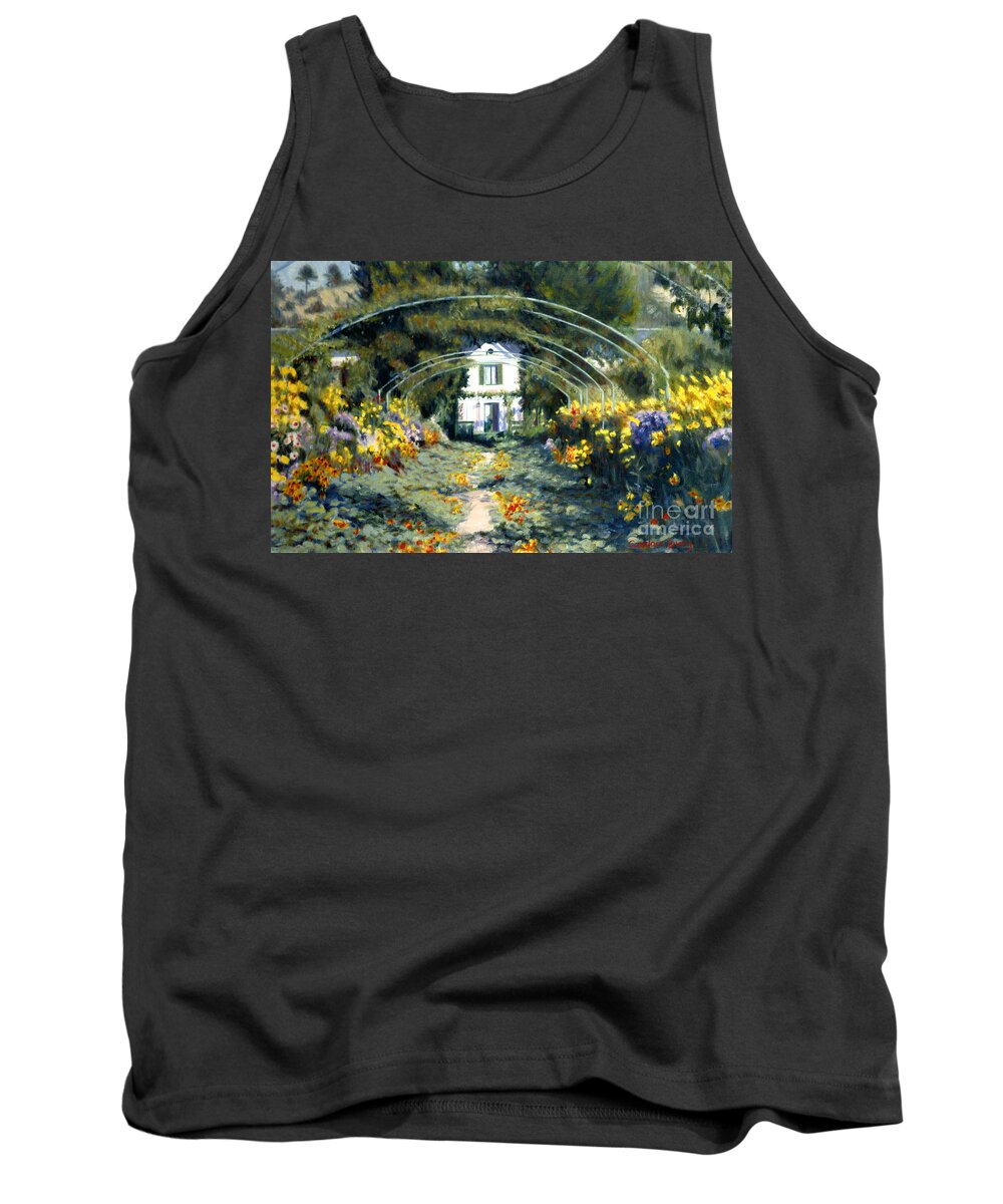 Monet Tank Top featuring the painting Monet's Giverny by Candace Lovely
