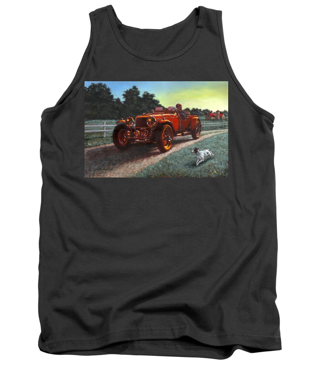 Red Tank Top featuring the painting Motor Car by Richard De Wolfe