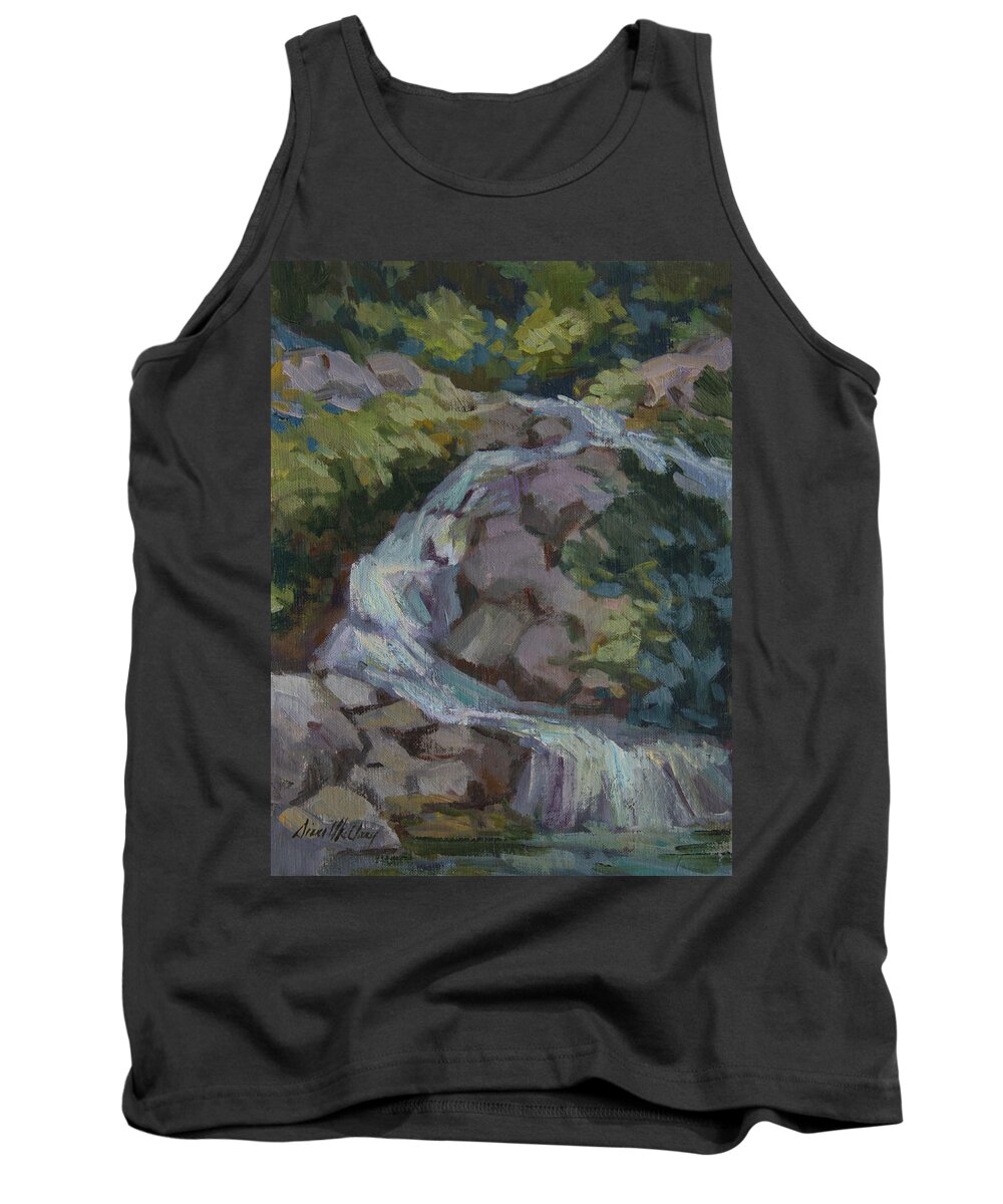 Waterfall Tank Top featuring the painting Mountain Waterfall by Diane McClary