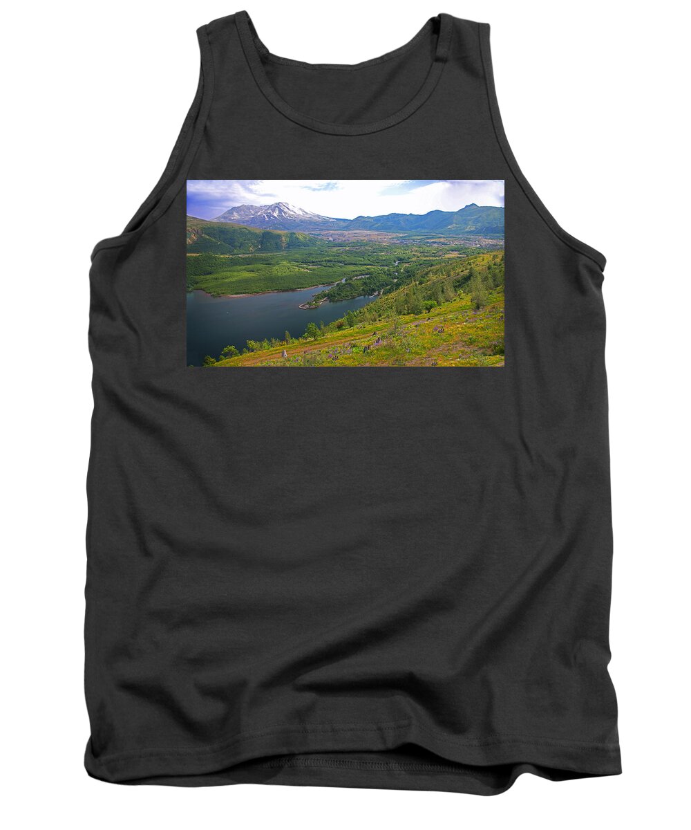 Washington State Tank Top featuring the photograph Mt. St. Helens Volcanoes And Coldwater Lake by Rich Walter