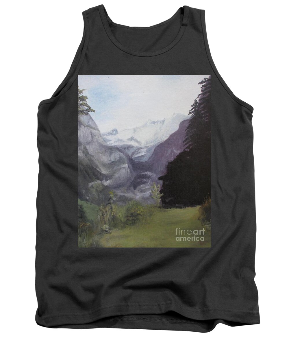Mystery Mountains Tank Top featuring the painting Mystery Mountains by Martin Howard