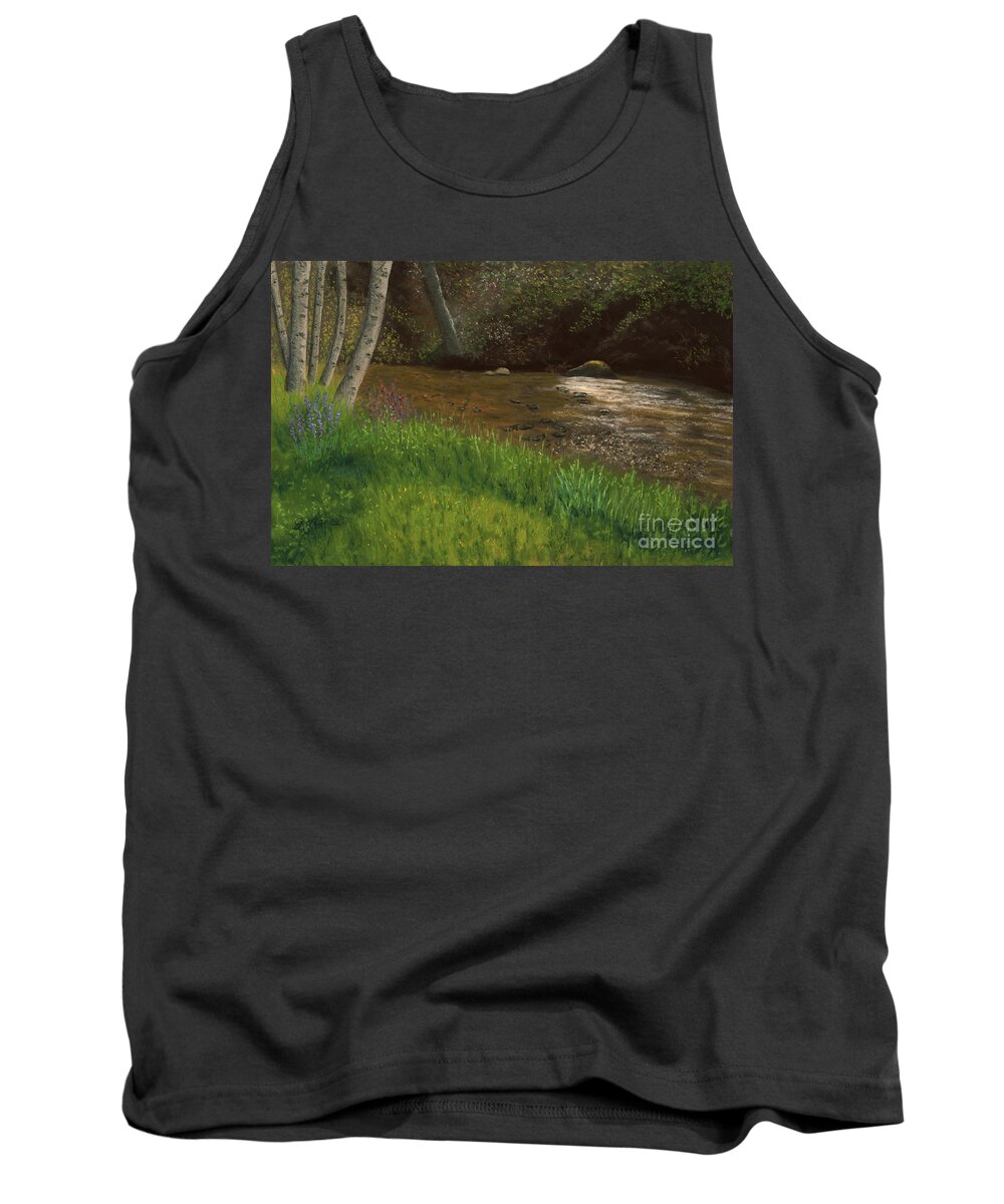 Landscape Tank Top featuring the painting Natasha's Creek by Ginny Neece