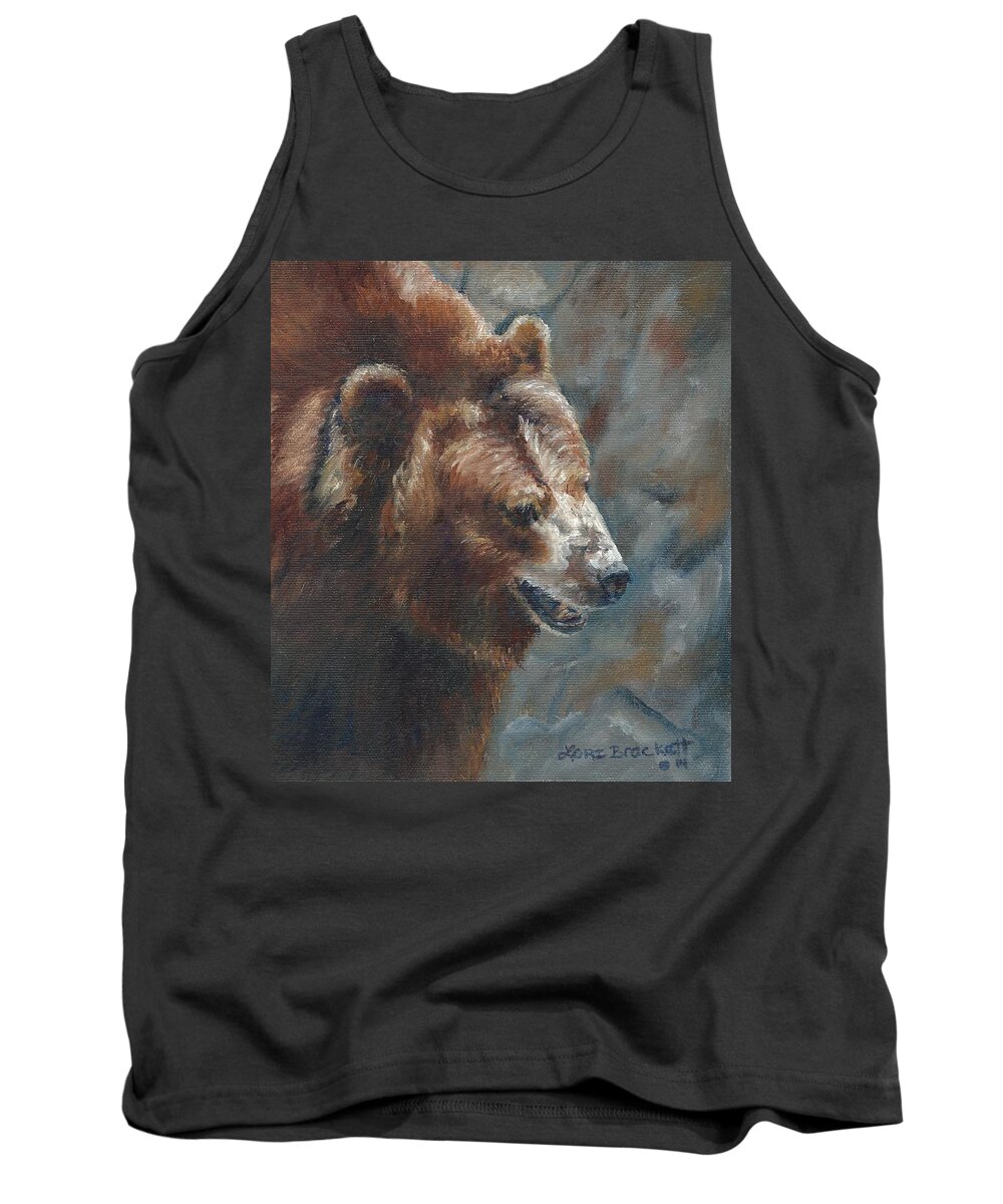 Bear Tank Top featuring the painting Nate - the Bear by Lori Brackett