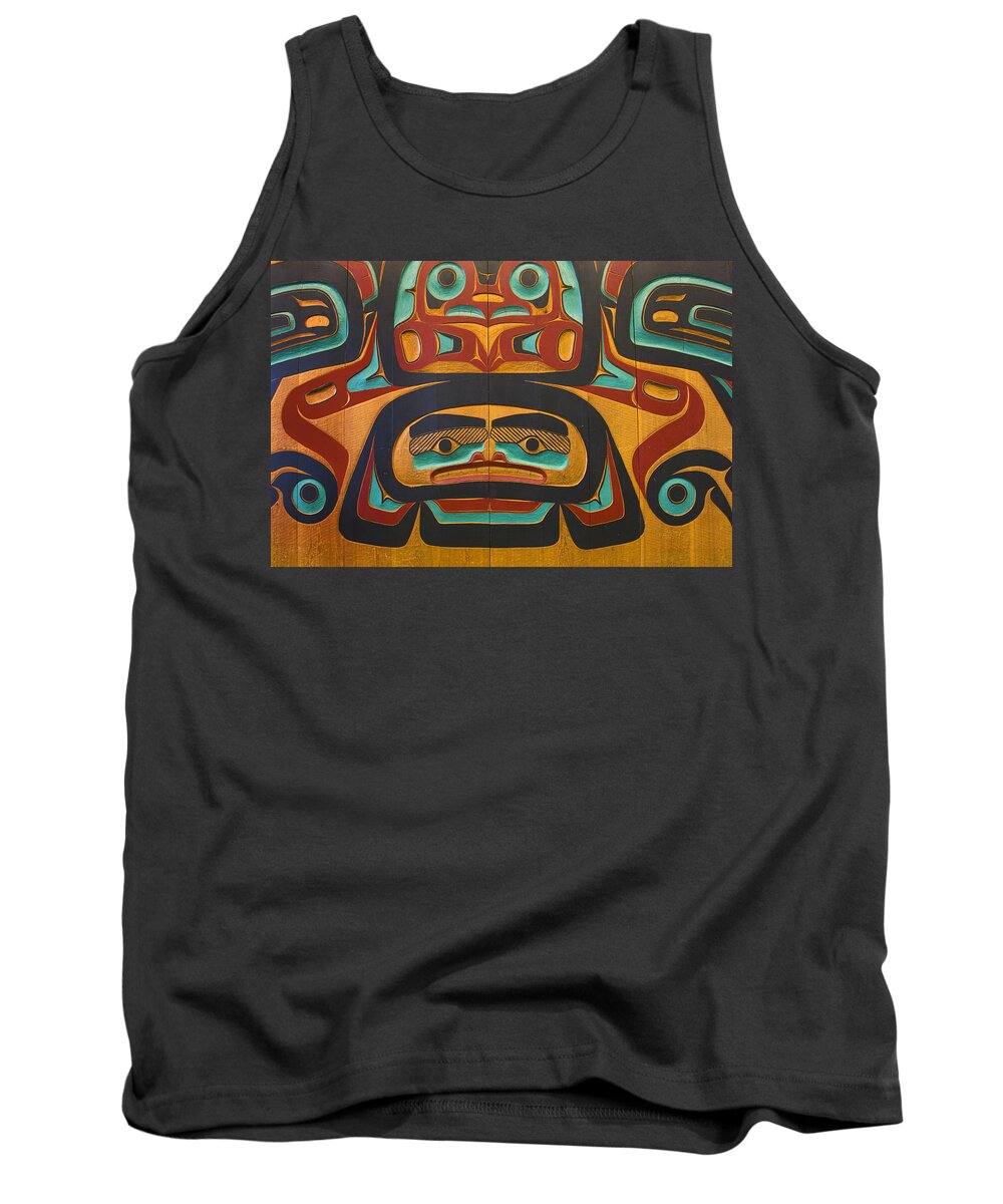 Colorful Tank Top featuring the photograph Native Tlingit Carving At The Juneau by Ron Sanford
