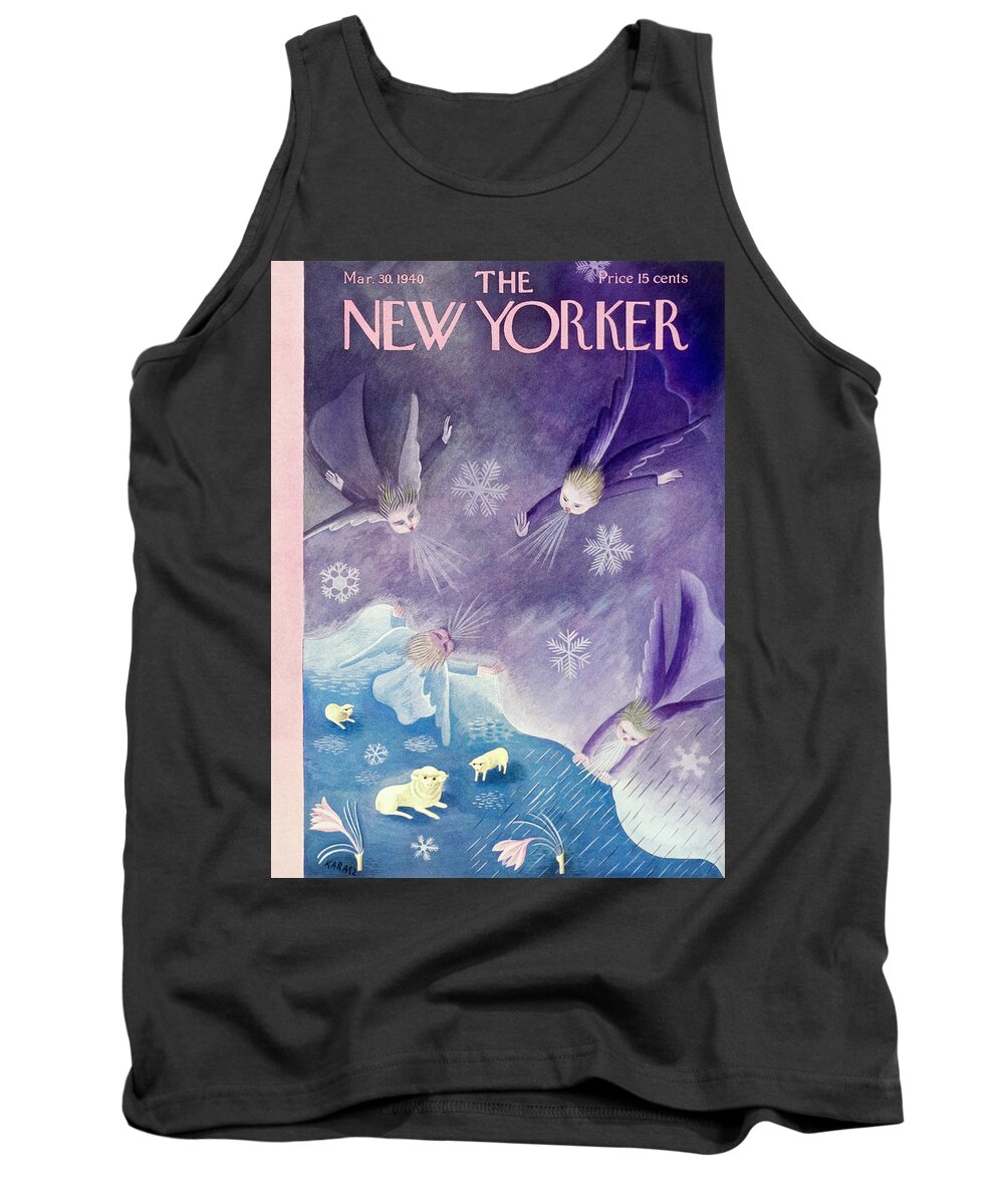 Animal Tank Top featuring the painting New Yorker March 30 1940 by Ilonka Karasz