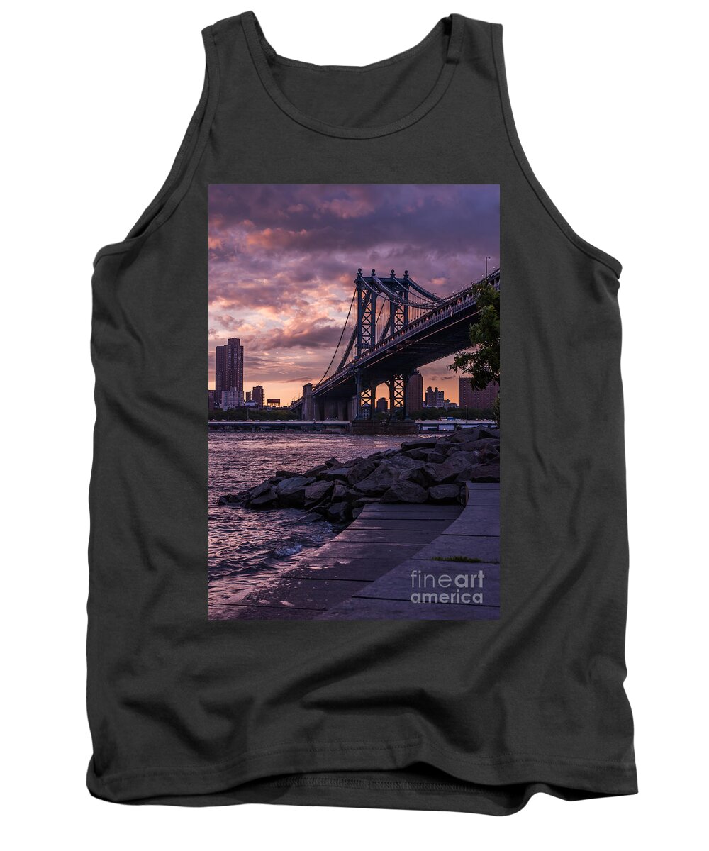 Nyc Tank Top featuring the photograph NYC- Manhatten Bridge at night by Hannes Cmarits