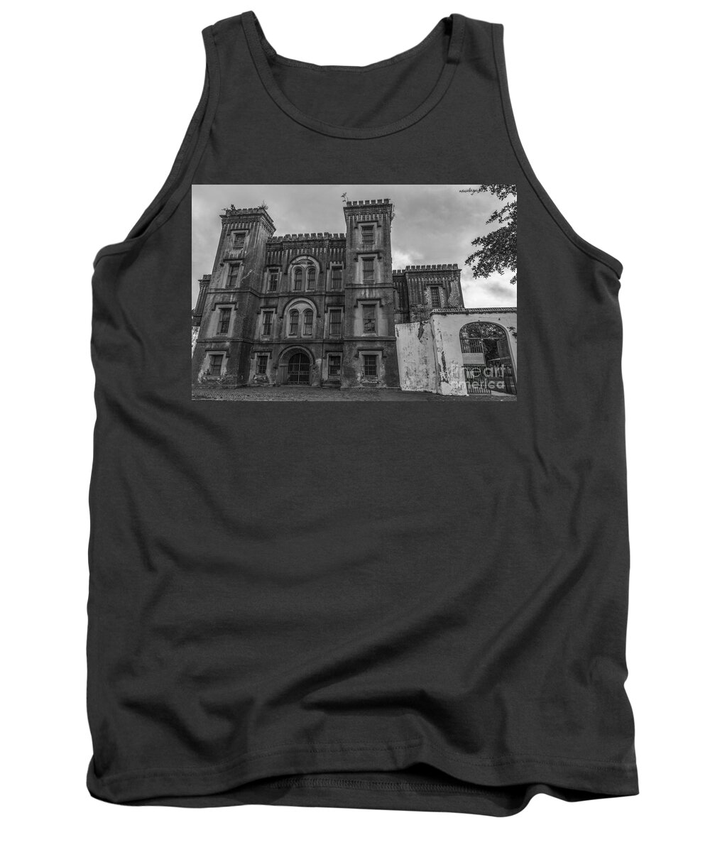 Old Tank Top featuring the photograph Old City Jail in Black and White by Dale Powell