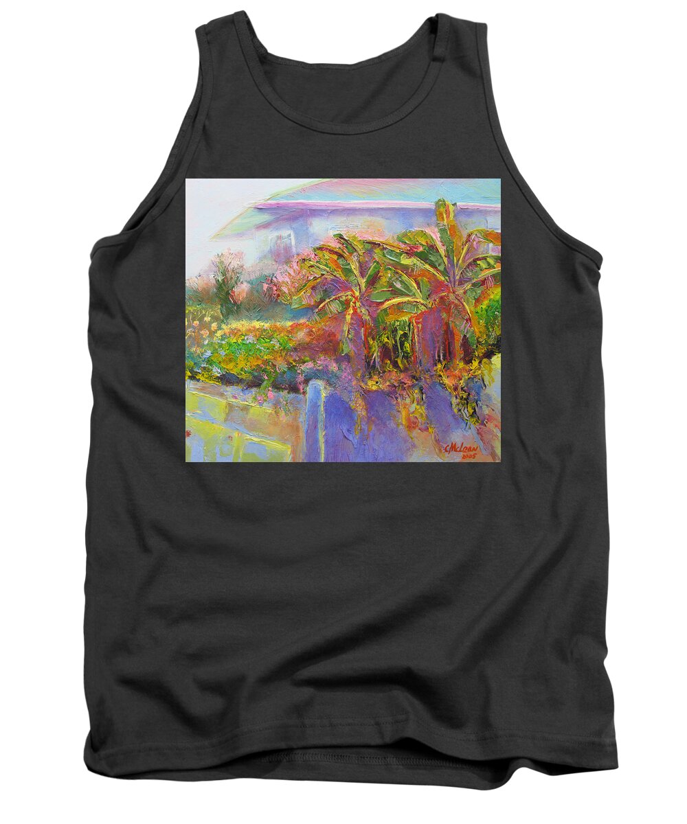Old Tank Top featuring the painting Old House Garden by Cynthia McLean