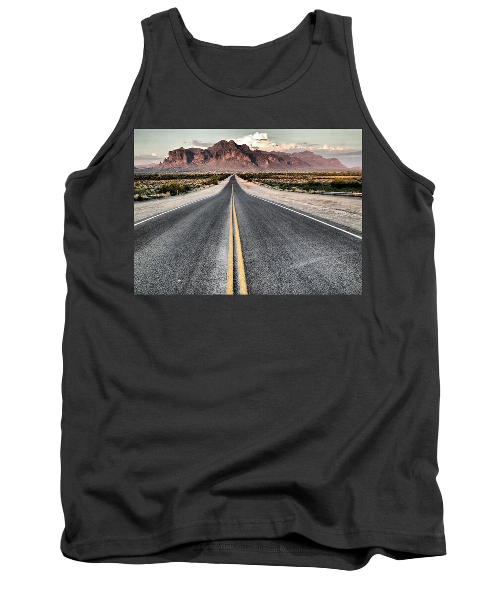 Roads Tank Top featuring the photograph On the Arizona Road by Tam Ryan